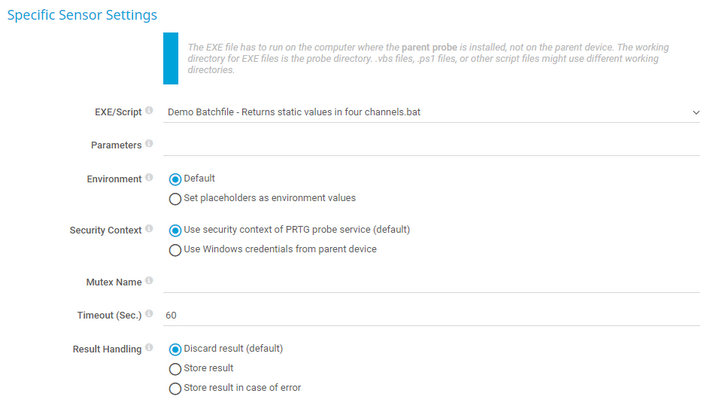 Specific Sensor Settings